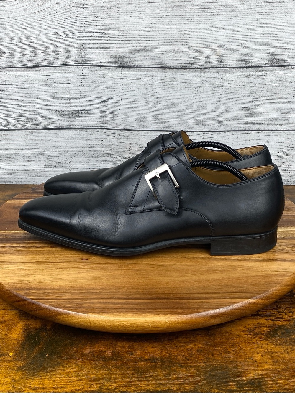 Magnanni Neiman Marcus Marco Single Monk Strap Black Leather Dress Shoe Men’s 12